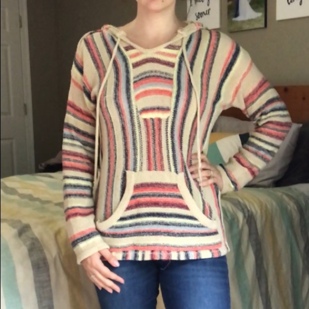 Multi colored stripped beach hoodie